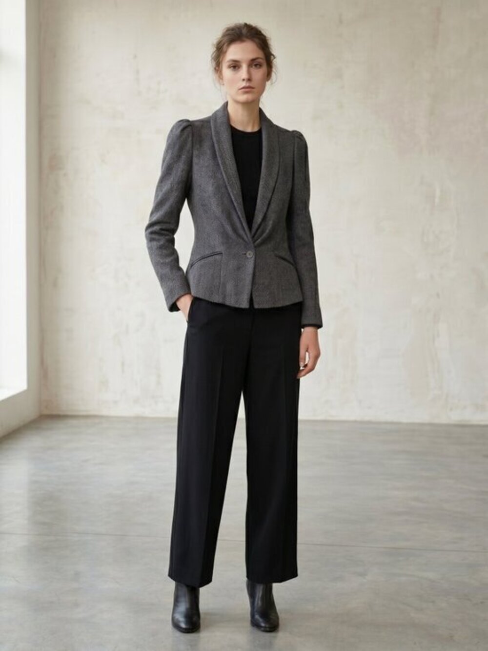 Isabel Marant gray herringbone wool blend button front jacket size 2